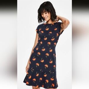 Boden Floral Print Rosetta Ponte Midi Dress Size 8 EUC